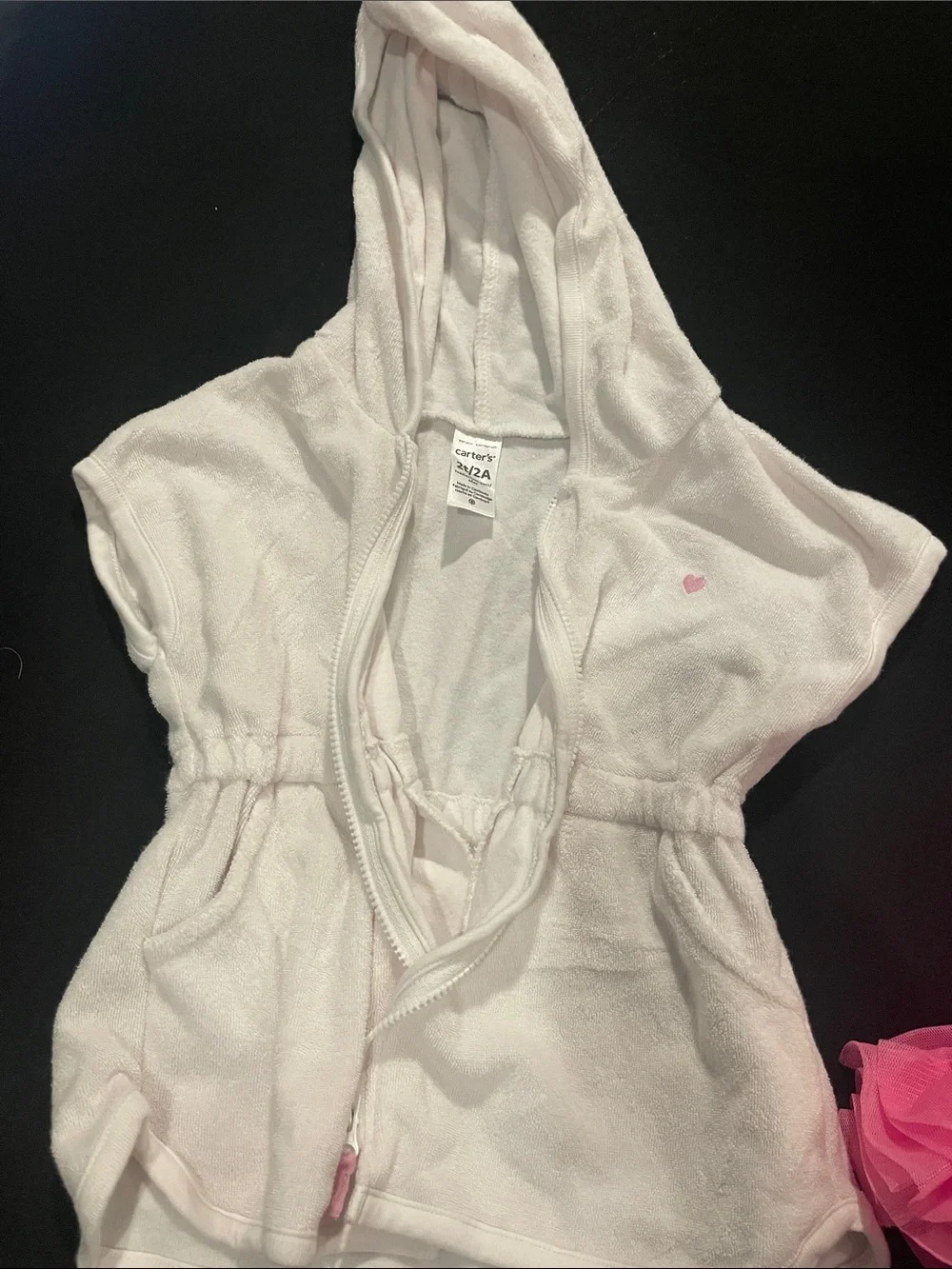 Carter's Pink Ruffle Mermaid-Scale One-Piece Swimsuit with White Hooded Cover-Up